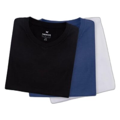 Kit 3 Camisetas Masculinas Básicas Slim Gola V