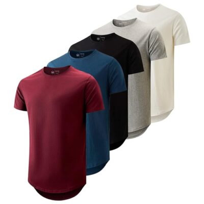 Kit 5 Camisetas Masculina Long Line Cotton Oversize by