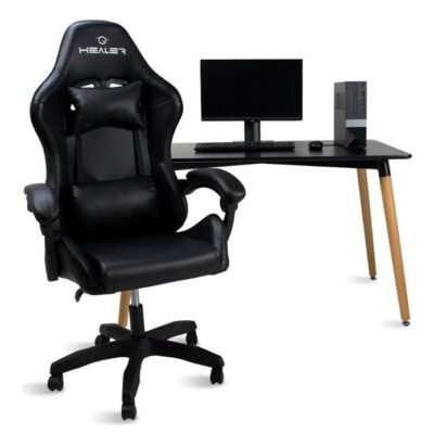 Cadeira Gamer Healer Lancer Preto Reclinável Giratória