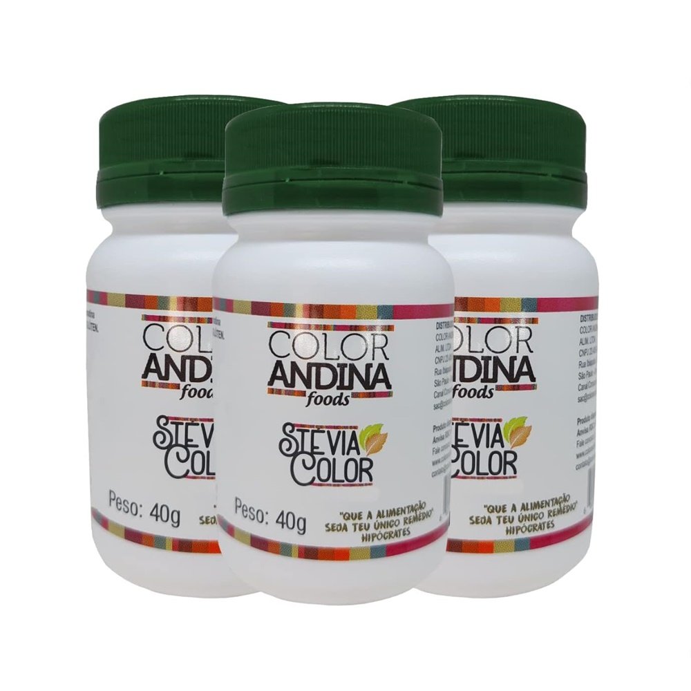 Adoçante Stévia Color Andina 40g-3 potes amazon