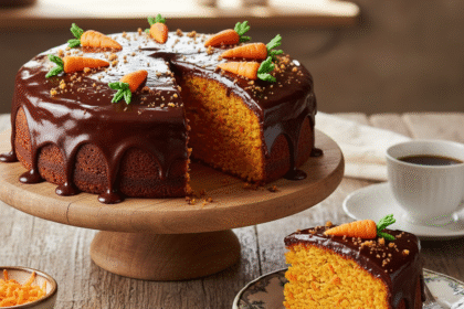 Bolo de Cenoura Cremoso com Cobertura de Chocolate Clássica!