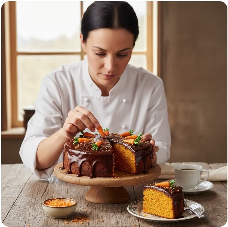 Bolo de Cenoura Cremoso com Cobertura de Chocolate Clássica!