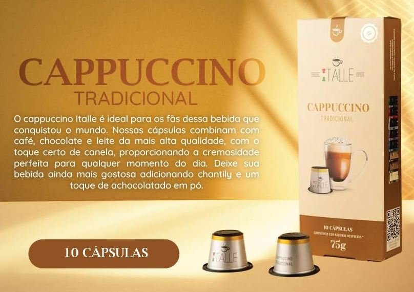 Delicie-se com a Magia Cápsulas Nespresso Chocolate Brûlée Cappuccino Café Italle - O Kit Perfeito de 40 Unidades