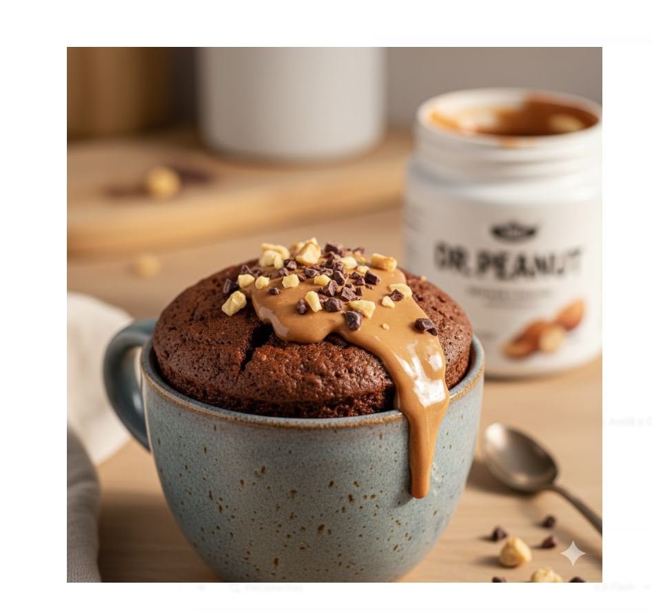 🌰 Bolo de Caneca Proteico de Avelã e Cacau (Dr. Peanut Gourmet)