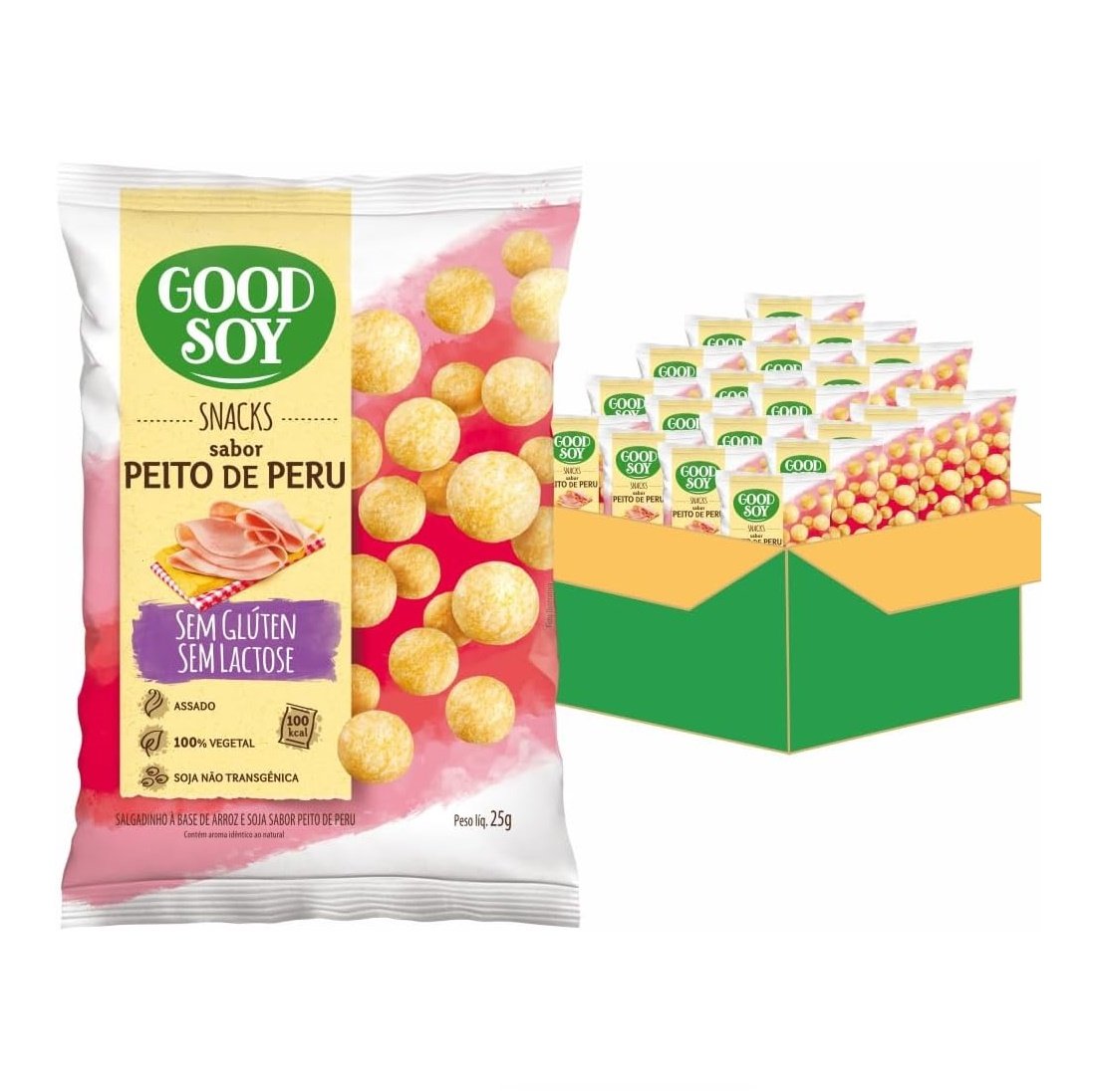 🌿 GoodSoy Salgadinhos de Peito de Peru O Snack Sem Culpa para Qualquer Hora do Dia! (Caixa com 20x25g) 🍗