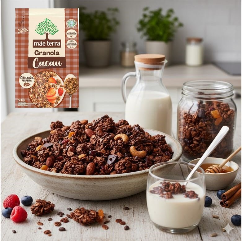 🎯 Granola Mãe Terra Cacau 800g Integral, Vegana e Fonte de Fibras – O Poder Nutricional do Cacau