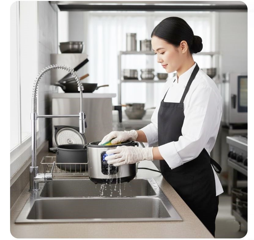 Como limpar corretamente a panela de arroz elétrica Pode molhar a parte elétrica