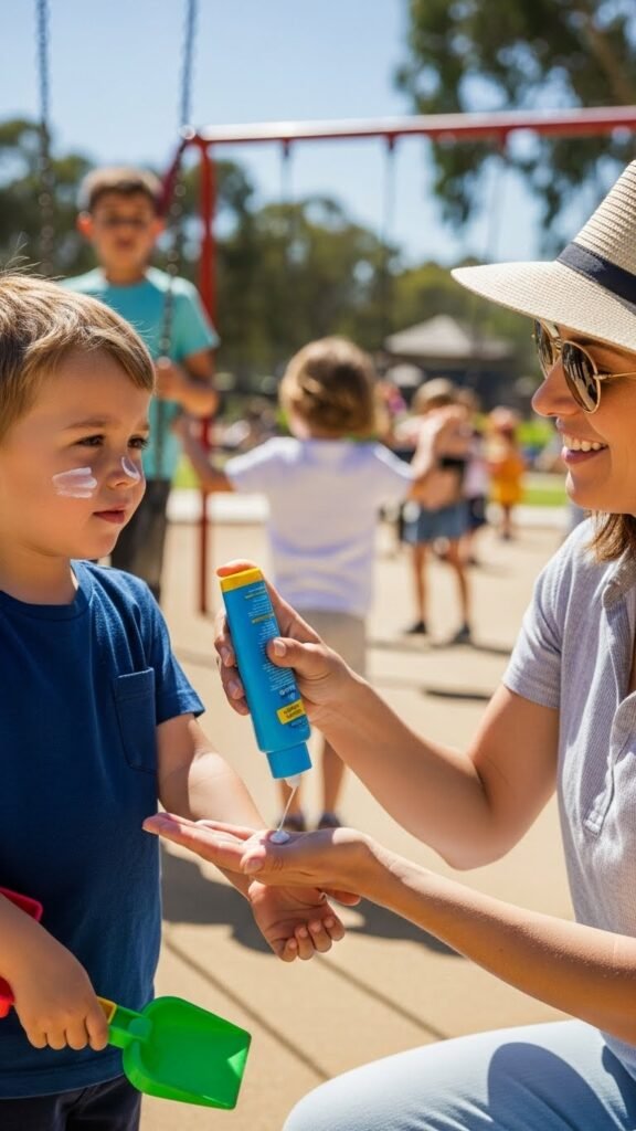 Como reaplicar o protetor solar infantil corretamente durante o dia