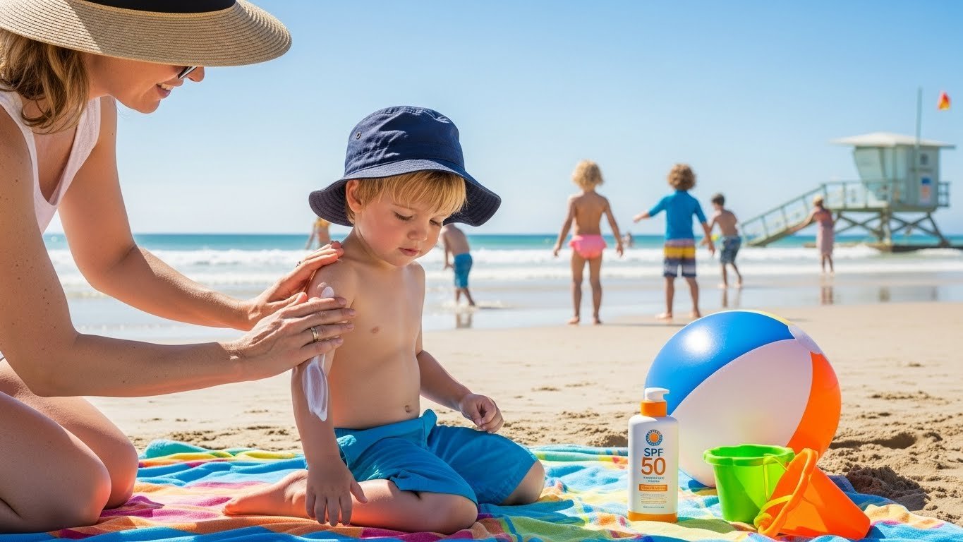 Como reaplicar o protetor solar infantil corretamente durante o dia?