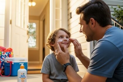 Quando o protetor solar infantil deve ser aplicado antes de sair
