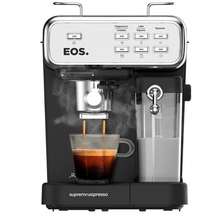 Cafeteira Espresso 3 Em 1 Eos Inox Ecf07ec Inox Com Detalhes Em Preto